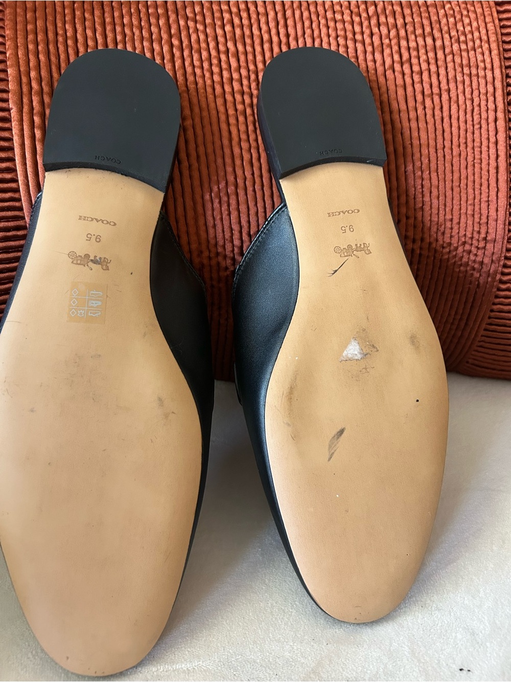 Coach Black Leather Slip-On Backless Loafers - Picture 4 of 4